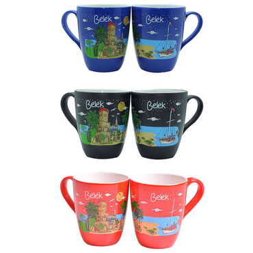 Belek Themed Porcelain Custom Printed Conical Mug - 2
