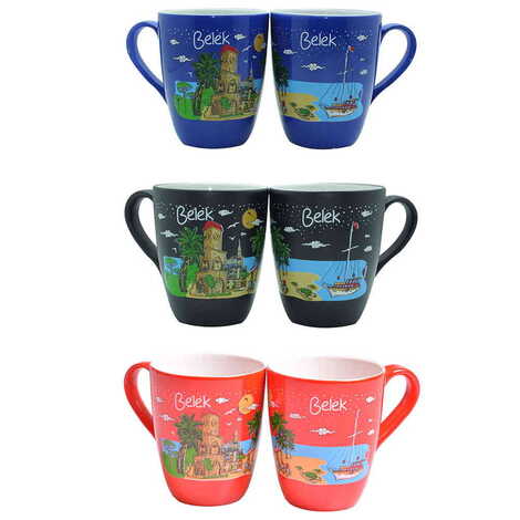 Belek Themed Porcelain Custom Printed Conical Mug - 2