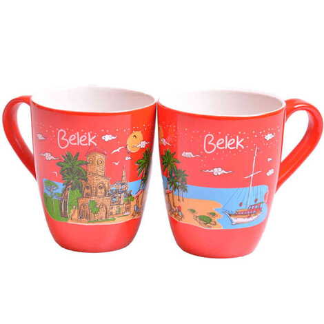 Belek Themed Porcelain Custom Printed Conical Mug - 3