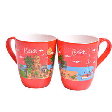 Myros - Belek Themed Porcelain Custom Printed Conical Mug