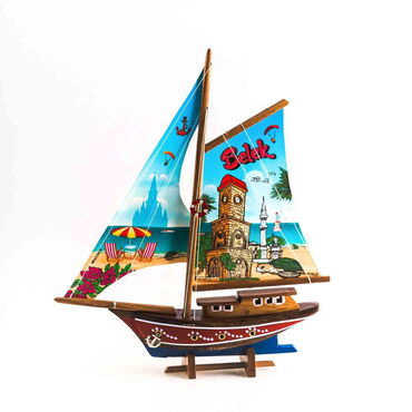 Myros - Belek Themed Sailboat Wooden Desktop Decor Small