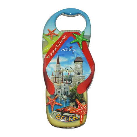 Belek Themed Slipper Shaped Metal Magnetic Bottle Opener 110x45 mm