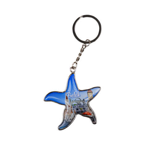 Belek Themed Starfish Shaped Metal Keychain - 1