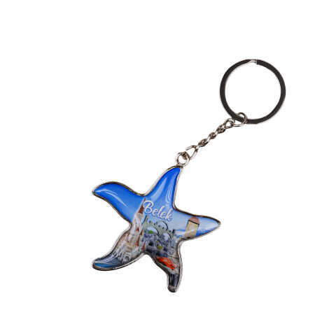 Belek Themed Starfish Shaped Metal Keychain - 2