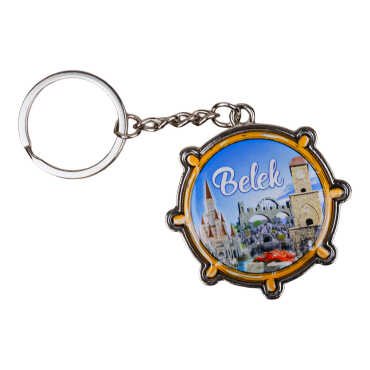 Belek Themed Steering Wheel Shaped Metal Keychain - 1