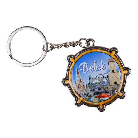 Belek Themed Steering Wheel Shaped Metal Keychain - 1