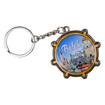 Belek Themed Steering Wheel Shaped Metal Keychain - 4