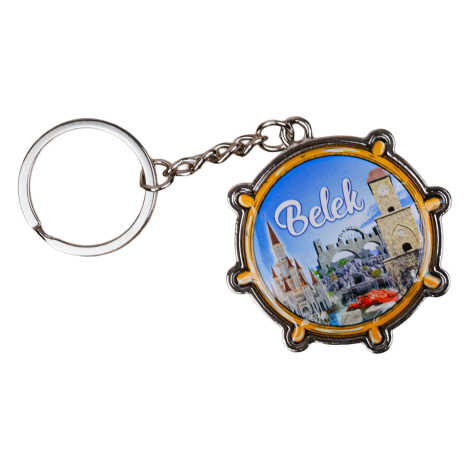 Belek Themed Steering Wheel Shaped Metal Keychain - 4