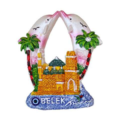 Belek Themed Stone and Mother of Pearl Polyester Refrigerator Magnet - 3