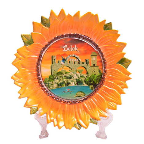 Belek Themed Sunflower Shaped Decorative Plate 20Cm