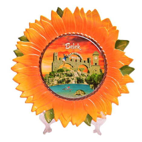 Belek Themed Sunflower Shaped Decorative Plate 26 Cm