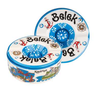 Belek Themed Traditional Ceramic Lidded Small Ashtray 110 mm - 1