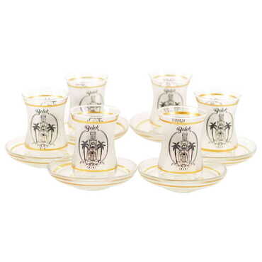 Myros - Belek Themed Turkey City Theme Printed Touristy Tea Glass Set of 6 Pcs