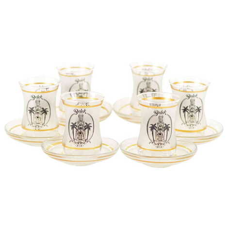 Belek Themed Turkey City Theme Printed Touristy Tea Glass Set of 6 Pcs