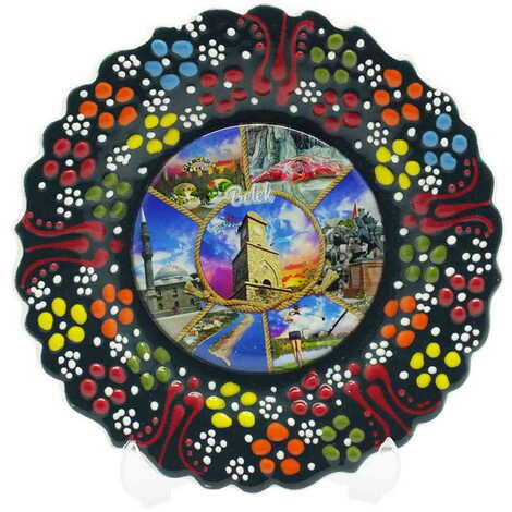 Belek Themed Turkish Ceramic Plate With Epoxy 12 Cm