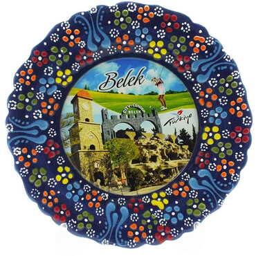 Myros - Belek Themed Turkish Ceramic Plate With Epoxy 18 Cm