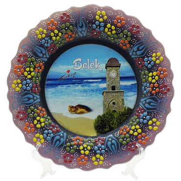 Myros - Belek Themed Turkish Ceramic Plate With Epoxy 25 Cm