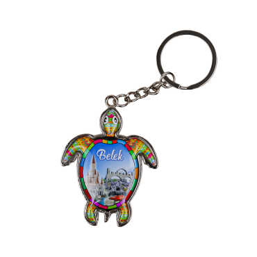 Belek Themed Turtle Shaped Metal Keychain - 1