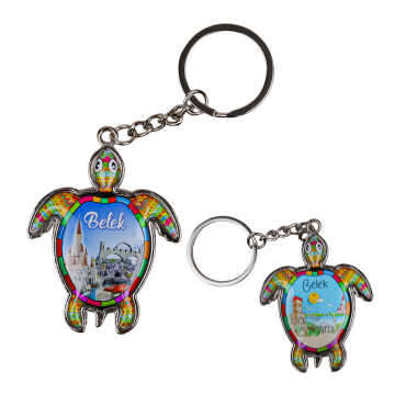 Belek Themed Turtle Shaped Metal Keychain - 2