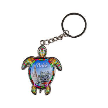 Belek Themed Turtle Shaped Metal Keychain - 3