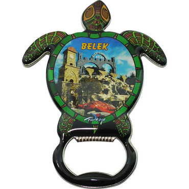 Myros - Belek Themed Turtle Shaped Metal Magnetic Bottle Opener 103x75 mm