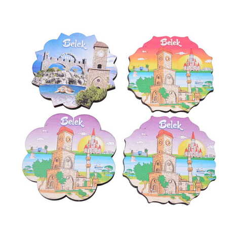 Belek Themed Wooden Customised Souvenir Coaster Set of 4 pcs 90 mm - 2