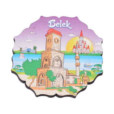 Belek Themed Wooden Customised Souvenir Coaster Set of 4 pcs 90 mm - 6
