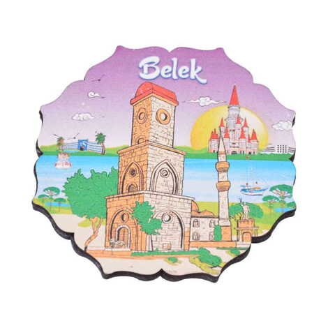 Belek Themed Wooden Customised Souvenir Coaster Set of 4 pcs 90 mm - 6