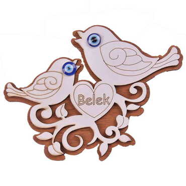 Belek Themed Wooden Engraved Souvenir Fridge Magnet - Thumbnail