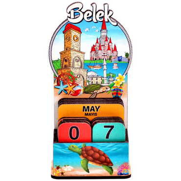 Belek Themed Wooden Table Calendar - Thumbnail