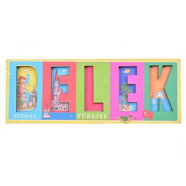 Myros - Belek Themed Wooden UV Printed City Name Letter Fridge Magnet