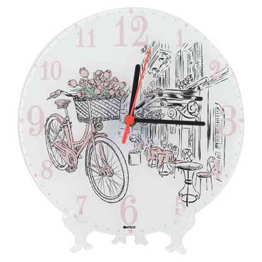 Myros - Bicycle Themed Decorative Custom Print Glass Wall Watch 25 Cm