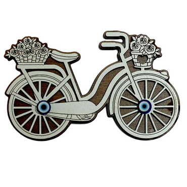 Myros - Bicycle Themed Wooden Engraved Souvenir Fridge Magnet