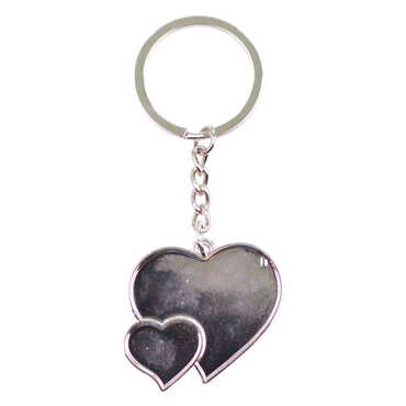 Myros - Blank Metal Double Heart Keychain 40x94 mm