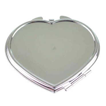 Blank Metal Heart Pocket Mirror 70x65x8 mm - Thumbnail