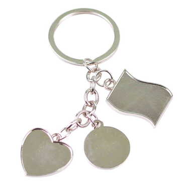 Myros - Blank Metal Keychain With 3 Charms - Mixed 40x90 mm