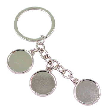 Blank Metal Keychain With 3 Charms - Round 40x90 mm - 1