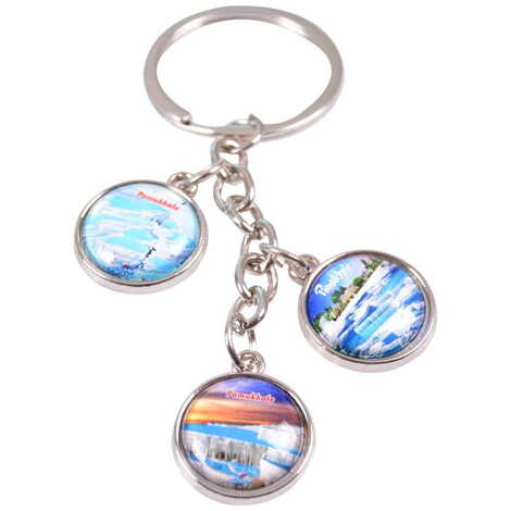 Blank Metal Keychain With 3 Charms - Round 40x90 mm - 2