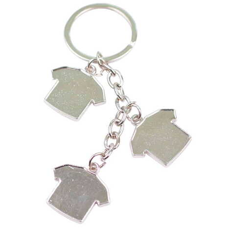 Blank Metal Keychain With 3 Charms - T-Shirt 40x95 mm - 1