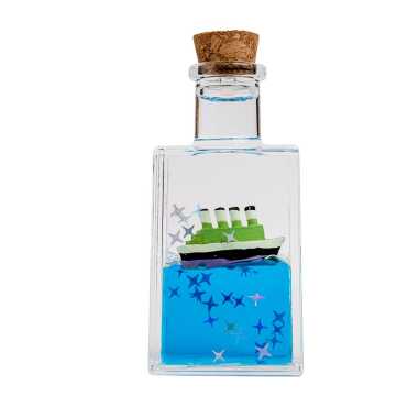 Blue Acrylic Square Bottle with Liquid - Myros