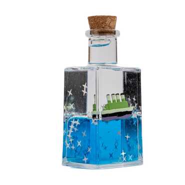 Blue Acrylic Square Bottle with Liquid - 2