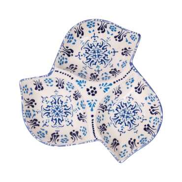 Blue and White Triple Leaf Snack Bowl 225 cm - Myros