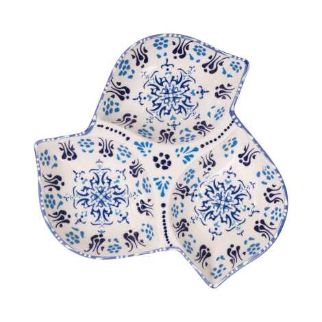 Blue and White Triple Leaf Snack Bowl 225 cm - 1