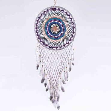 Blue - Purple Lace Macrame Dreamcatcher - Thumbnail