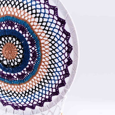 Blue - Purple Lace Macrame Dreamcatcher - Thumbnail