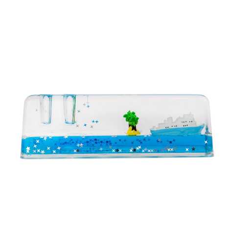 Blue Water Acrylic Rectangular Pen Holder - 1