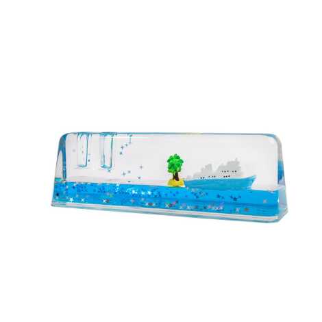 Blue Water Acrylic Rectangular Pen Holder - 2