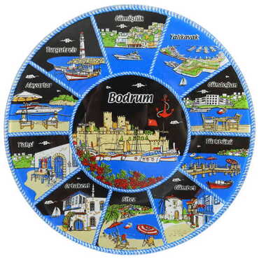 Myros - Bodrum Region Themed Bespoke Printed Glass Plate 18 Cm