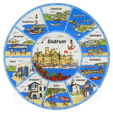 Myros - Bodrum Region Themed Bespoke Printed Glass Plate 21 Cm