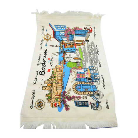 Bodrum Region Themed Customised Serigraphy Printed Hand Towel 600x400 mm